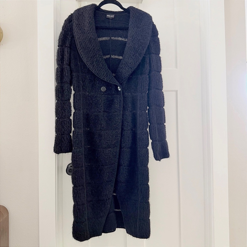 Giorgio Armani Knit Mohair Wool Cardigan Trench Sweater Quiet Luxury Designer